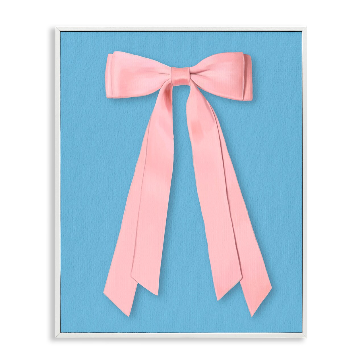 Stupell Industries Pink Satin Bow on Blue Framed Giclee, design by Jilly Jack Designs